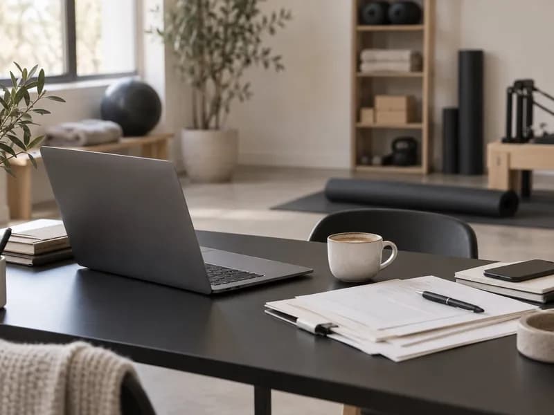 Dokumenty i laptop na biurku podczas rejestracji działalności gospodarczej